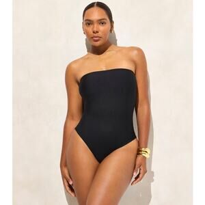 J.Crew Classic Sculp Gemma Bandeau One Piece Swimsuit Sz 4 Black Removable Strap